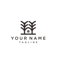 Tree Of The Root  logo illustration. Abstract monochrome tree. 
Template for creating logos.