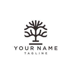 Tree Of The Root  logo illustration. Abstract monochrome tree. 
Template for creating logos.