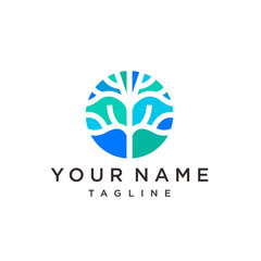 Tree Of The Root  logo illustration. Abstract monochrome tree. 
Template for creating logos.