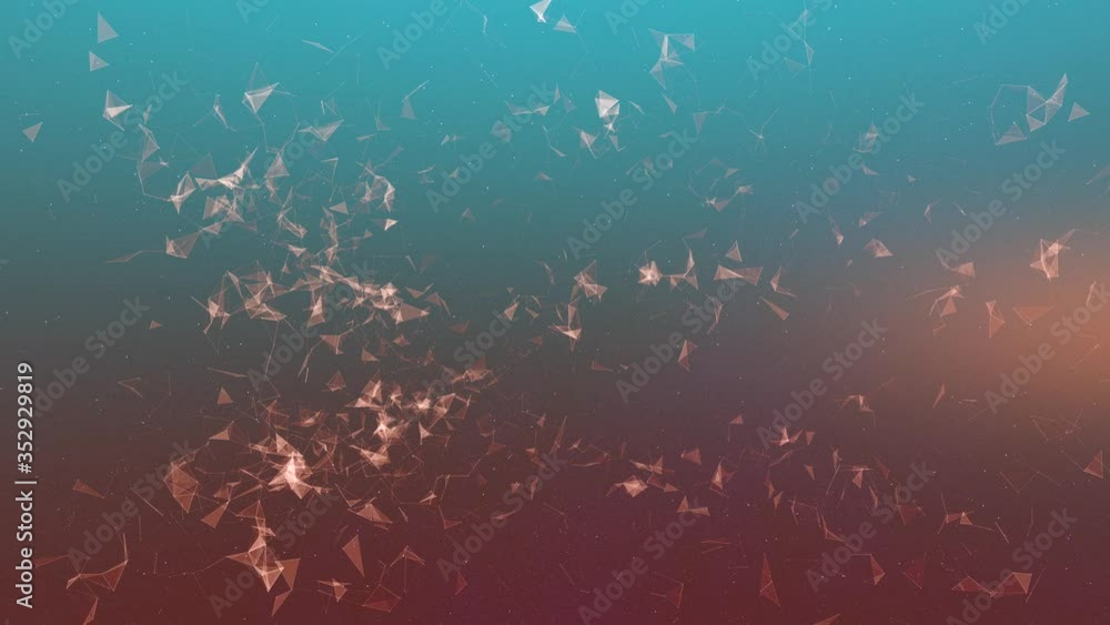 Poster flow of transparent particles on a colourful background.