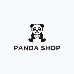 Fototapeta premium Panda Shop logo. panda icon