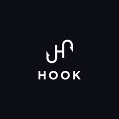 H hook logo. fishing icon