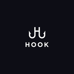 H hook logo. fishing icon