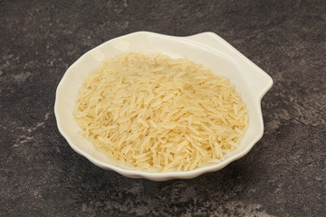 Raw basmati rice in the bowl