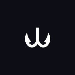W hook logo. fishing icon