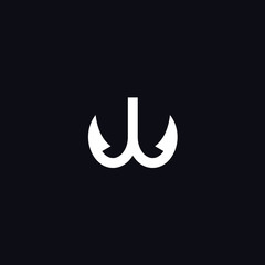 W hook logo. fishing icon