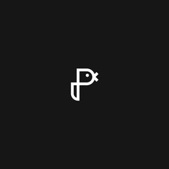 P bird logo. bird icon