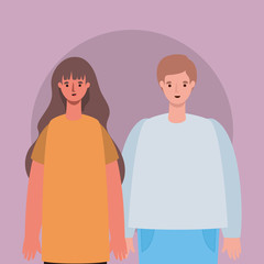 Woman and man avatar vector design