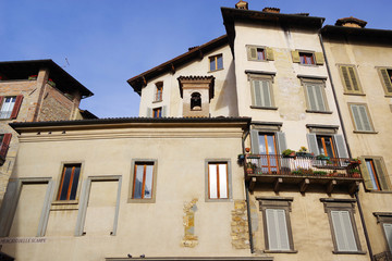 Architecture of the Old City of Bergamo, Italy, Europe
