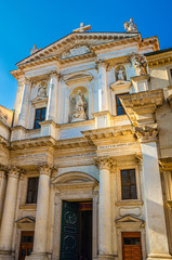 Fototapeta na wymiar Chiesa di San Gaetano Thiene catholic church in old historical city centre of Vicenza city, vertical view, Veneto region, Italy