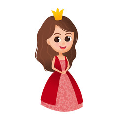 Obraz na płótnie Canvas Princess, vector cute little girl in princess costume 