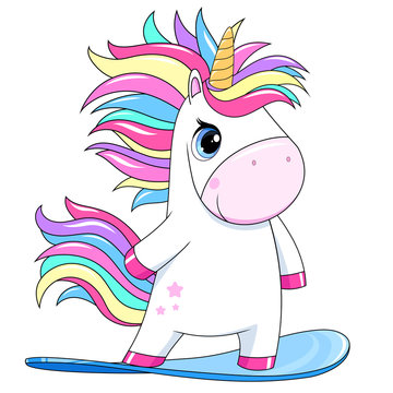 Cute unicorn with rainbow hair