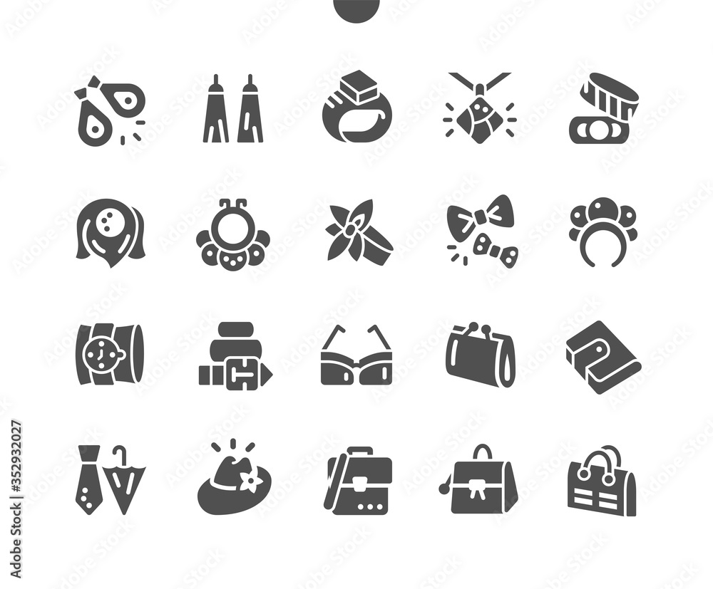 Poster accessories well-crafted pixel perfect vector solid icons 30 2x grid for web graphics and apps. simp