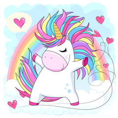 White unicorn with rainbow hair