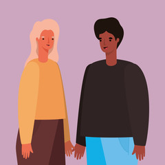 Woman and man avatar vector design