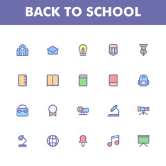 Education icon pack isolated on white background. for your web site design, logo, app, UI. Vector graphics illustration and editable stroke. EPS 10.