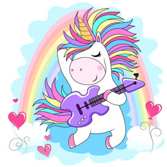 Cute little unicorn with rainbow hair