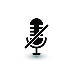 Mute microphone icon isolated on white background. Mute microphone icon in trendy design style. Vector illustration. EPS10.