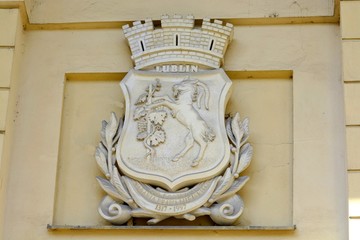 Coat of arms of the city of Lublin. Poland. Goat and vine branch © TATIANA