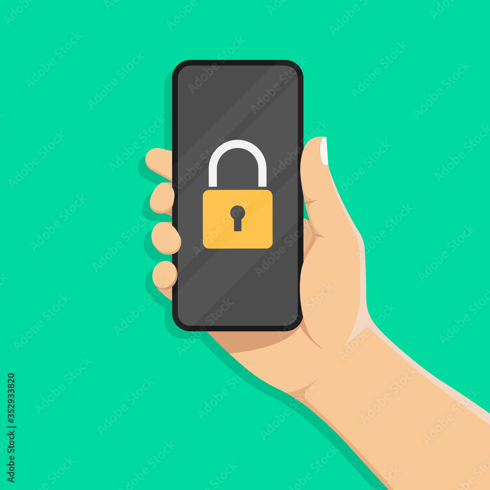 Aufkleber private access to documents. lock or password on the mobile screen.