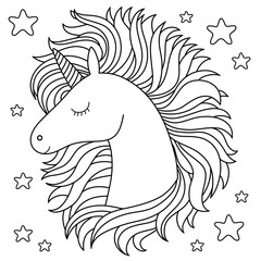 Cute line unicorn head vestor illustration