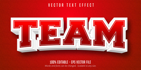 Team text, sport style editable text effect - obrazy, fototapety, plakaty