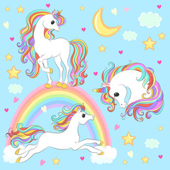 White cute unicorn collection set