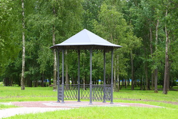Gazebo parkland Yesenina, Tovarischeskiy prospekt Saint Petersburg Russia june 2018