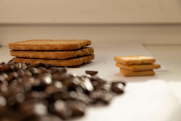 Breakfast coffee cookies morning still life background coffee grain on a white background 