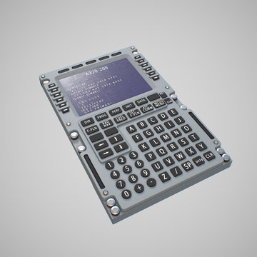 Photorealistic highly detailed 3D model of a MCDU panel.
This is a part of the control system of the aircraft "Airbus A320". 3D render.