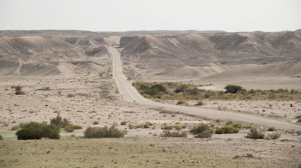 Road in Negev desert in Israel