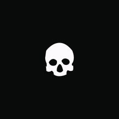 White skull icon on the black background for graphic and web design. Simple vector sign. Internet concept symbol for website button or mobile app