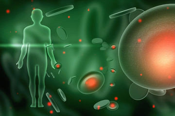 3d rendering red streaming blood cells background.
