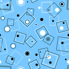 Seamless geometrical pattern with circles, lines, and squares