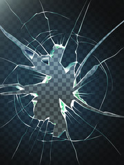 Broken glass.Realistic transparent broken glass background illustration. Raster version. Shattered glass.