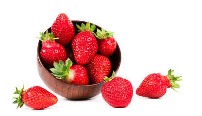 strawberries in a plate on a white background
