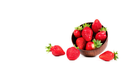 strawberries in a plate on a white background