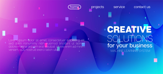 Flying Particles Distressed Purple Vector. Data Stream Minimal Banner. 