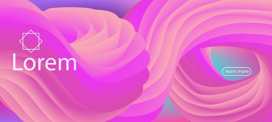 3d Fluid Vivid Vector Background. Landing Page, Pink, Purple Background. Modern 