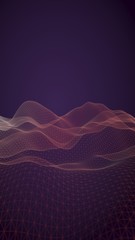Abstract landscape background. Cyberspace purple grid. hi tech network. 3D illustration