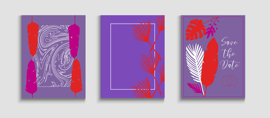 Abstract Trendy Vector Posters Set. Hand Drawn Hipster Background. 