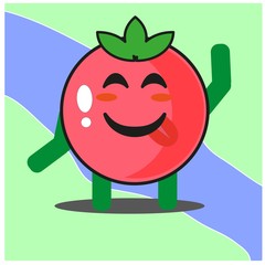 Cute tomato fruits cartoon face mascot character with hand and leg vector design