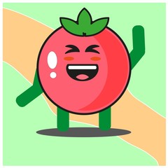 Cute tomato fruits cartoon face mascot character with hand and leg vector design