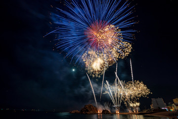 Blanes, Catalonia, Spain-July 2018: 48th International Firework Competition of the Costa Brava. The internationally recognized fireworks competition “El Focs de Blanes” takes place every July.