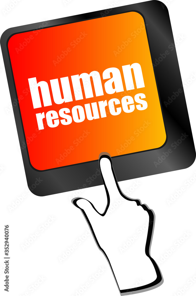 Poster human resources button on computer keyboard key