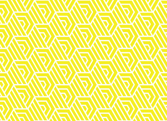 Abstract geometric pattern with stripes, lines. Seamless vector background. White and yellow ornament. Simple lattice graphic design