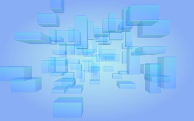 Blue and purple abstract digital and technology background. The pattern with repeating rectangles. 3D illustration