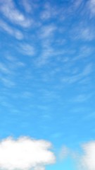 Blue sky background with white clouds. Cumulus white clouds in the clear blue sky in the morning. 3D illustration