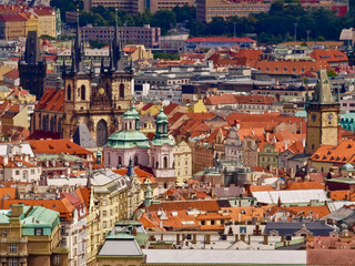 Fototapeta na wymiar View of the city of Prague, Czechoslovakia.