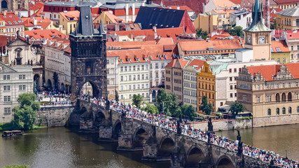 Charles Bridge in Prague, Czecoslovakia.
